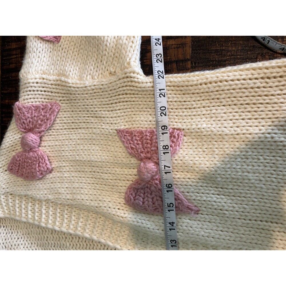 Altar'd State Sweater Womens Medium Chunky Knit Cardigan Pink Bow Cute Cozy Pull - Picture 7 of 8